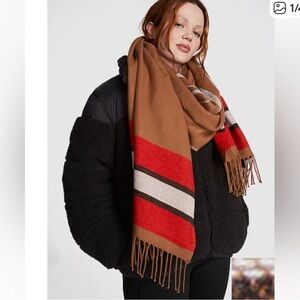 Victoria's Secret Pink red and Brown Blanket Scarf